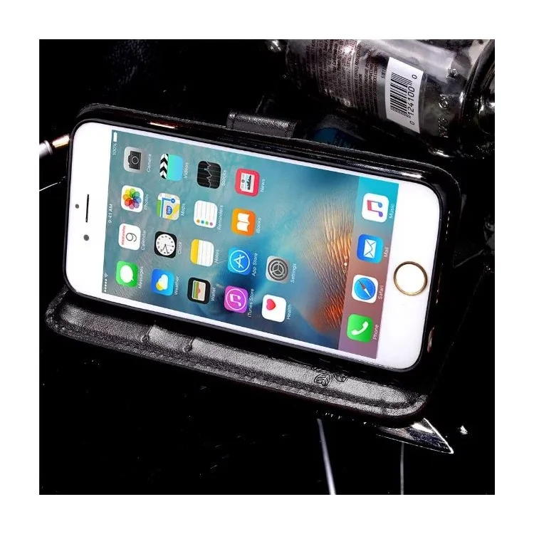 Flowers Pattern Leather Wallet Case for iPhone 6s Plus / 6 Plus - Black