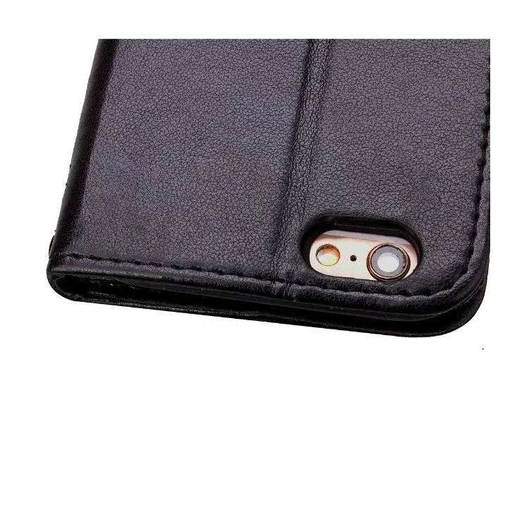 Flowers Pattern Leather Wallet Case for iPhone 6s Plus / 6 Plus - Black