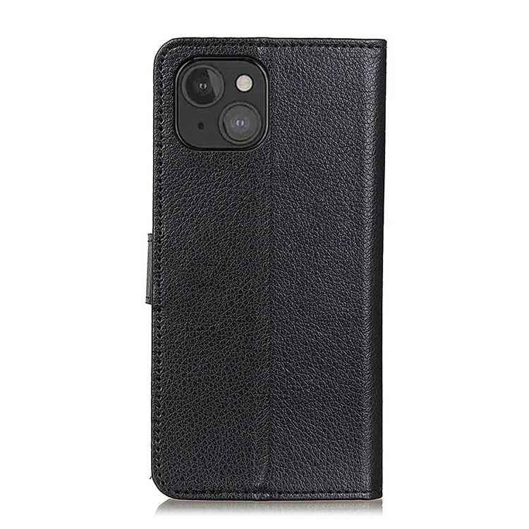 Portefeuille Design Classic Litchi Texture Étui en Cuir avec Support pour Téléphone pour iPhone 13 mini 5,4 pouces - Noir
