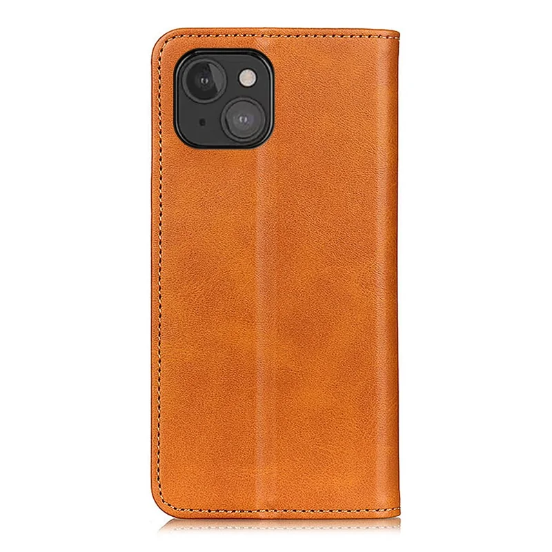 Automatic Absorption Split Leather Wallet Stand Phone Cover for iPhone 13 mini 5.4 inch - Brown