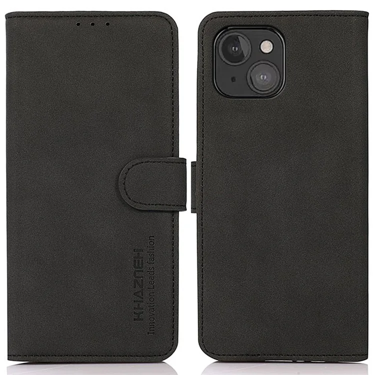 KHAZNEH PU Leather Phone Wallet Design Cover Case con supporto per iPhone 13 mini 5.4 pollici - Nero