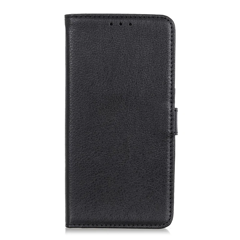 Stylish Litchi Texture Soft PU Leather Case Shockproof Anti-Scratch Protection Cover for iPhone 13 6.1 inch - Black