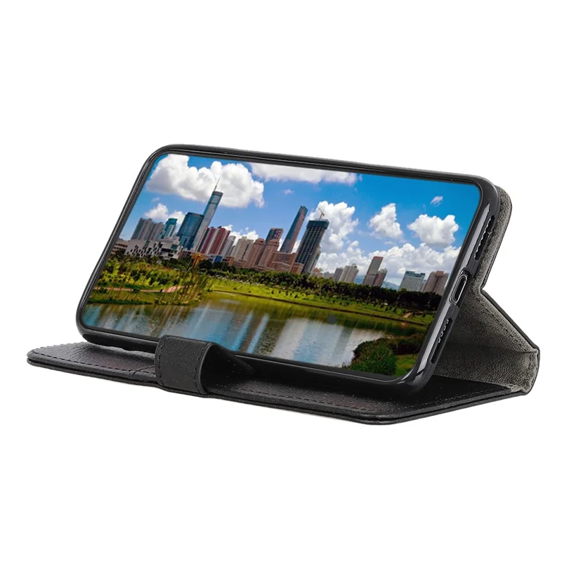 Stylish Litchi Texture Soft PU Leather Case Shockproof Anti-Scratch Protection Cover for iPhone 13 6.1 inch - Black