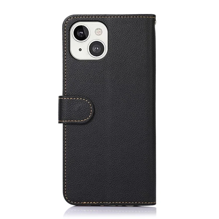 Khazneh RFID Design Litchi Текстура Против Крагонов Функции Fulting Function Chote Phone Case Для IPhone 13 6,1 Дюйма - Черный