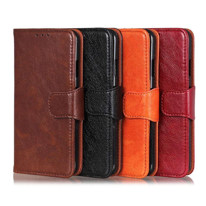 Full Protection Nappa Texture Split Leather Stand Wallet Phone Cover Case for iPhone 13 Pro 6.1 inch - Black