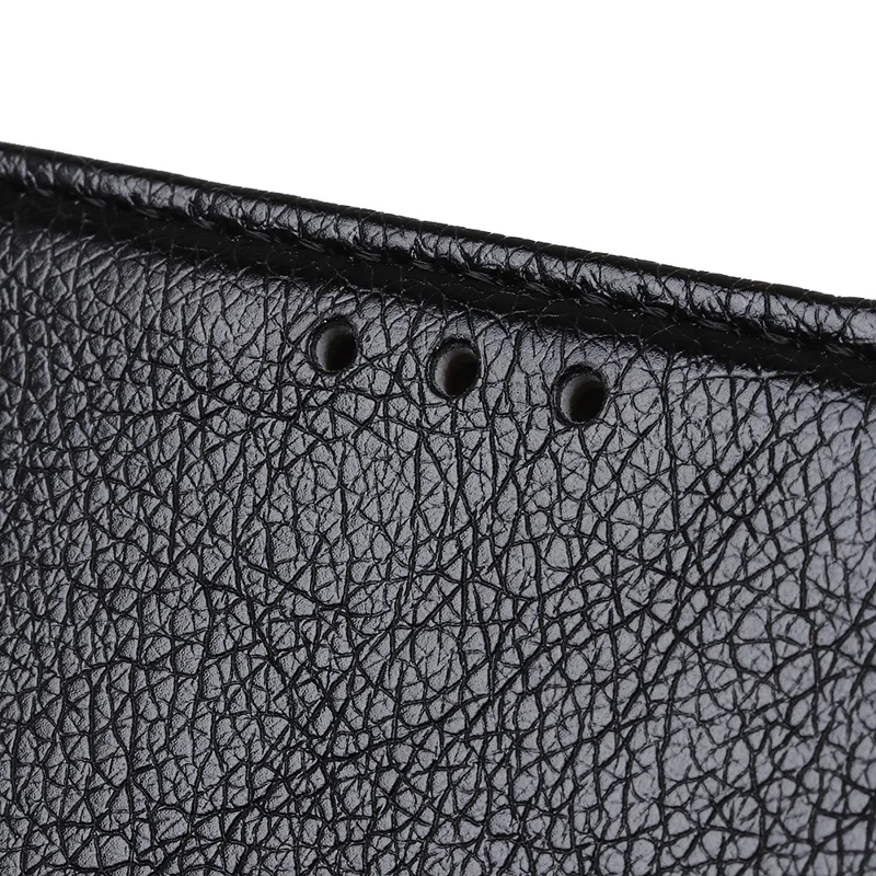 Full Protection Nappa Texture Split Leather Stand Wallet Phone Cover Case for iPhone 13 Pro 6.1 inch - Black