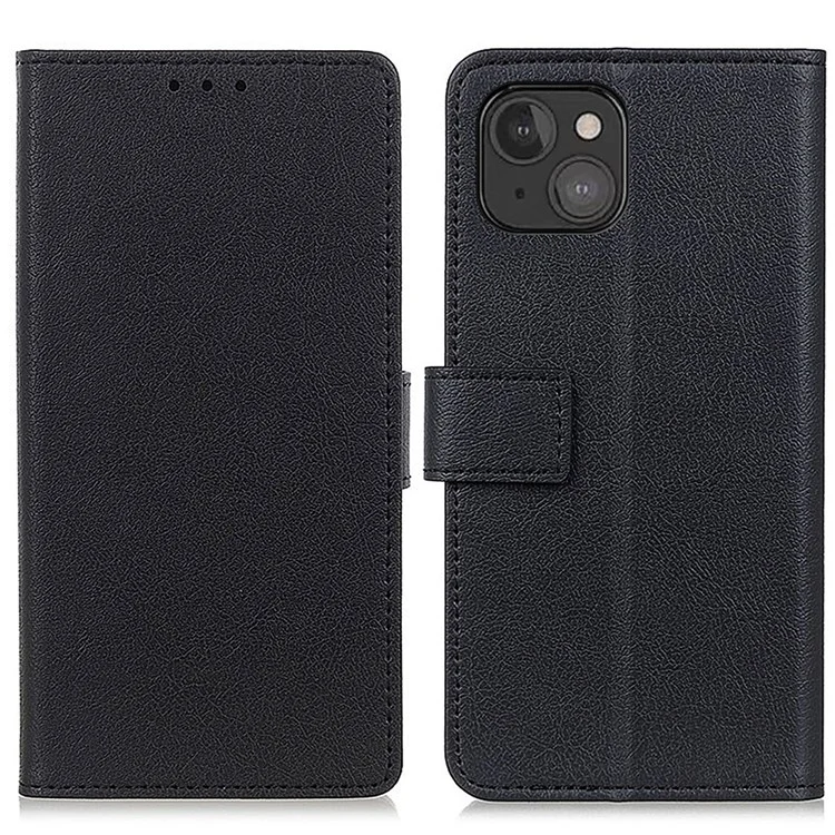 Магнитная конструкция застежки PU Leather Stand Function Folio Shockproof Full Protection Case для iPhone 13 mini 5.4 дюйма - Черный
