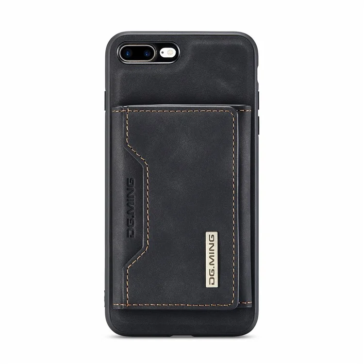 Dg. Ming M2 Serie Retenitable Rater de Cuero de Billetera Cubierta Magnética Compatible Con Carga Inalámbrica Para Iphone 7 Más 5.5 Pulgadas / 8 Más 5.5 Pulgadas - Negro