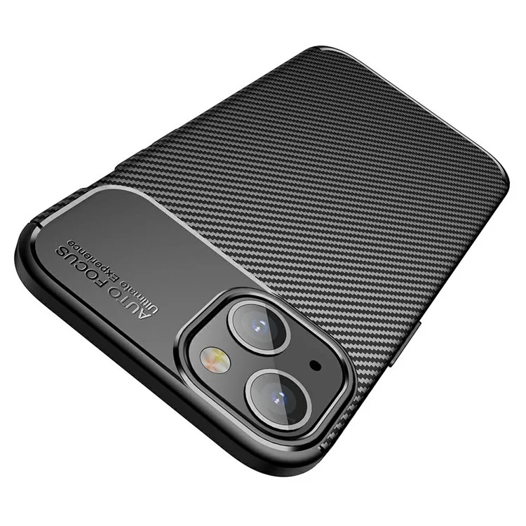 Carbon Fiber Texture Anti-Drop TPU Phone Case Cover for iPhone 13 6.1-inch - Black