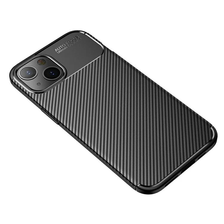 Carbon Fiber Texture Anti-Drop TPU Phone Case Cover for iPhone 13 6.1-inch - Black