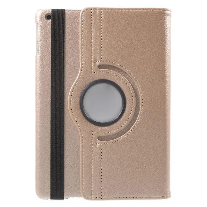 360 Degree Rotating Litchi Smart Leather Cover for iPad Air - Rose Gold
