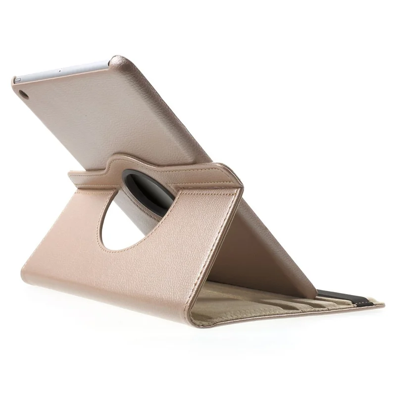 360 Degree Rotating Litchi Smart Leather Cover for iPad Air - Rose Gold
