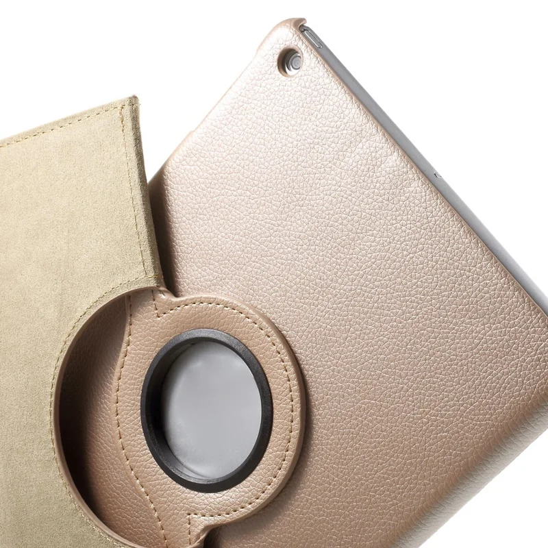 360 Degree Rotating Litchi Smart Leather Cover for iPad Air - Rose Gold