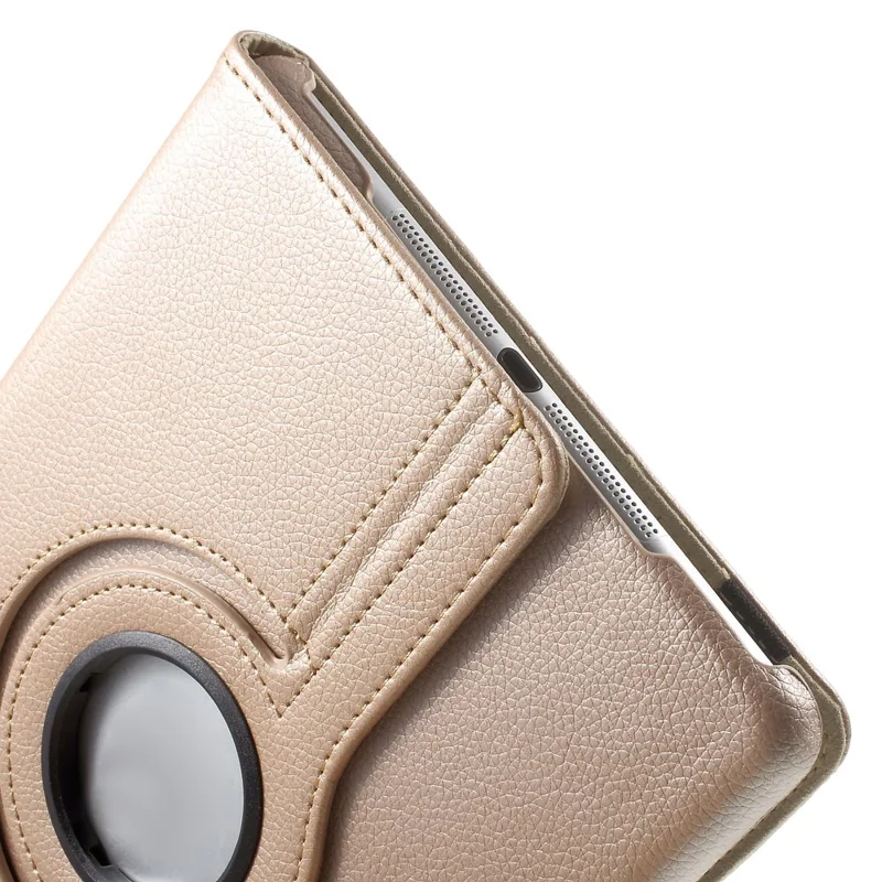 360 Degree Rotating Litchi Smart Leather Cover for iPad Air - Rose Gold