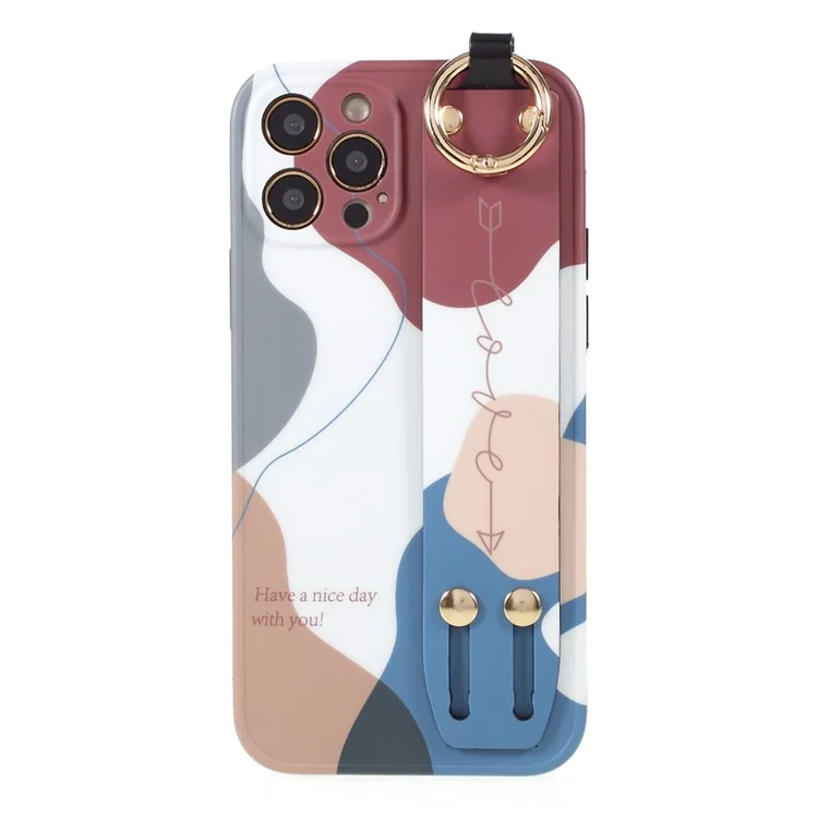 IMD Multicolor Slide Wrist Strap Design TPU Phone Case Shell per iPhone 12 Pro 6.1 pollici - Stile A