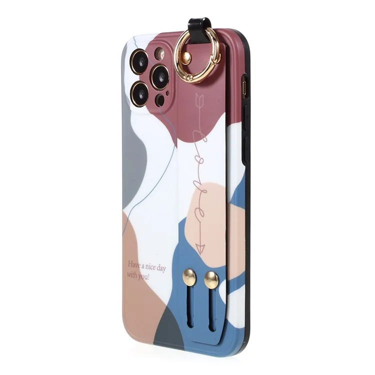 IMD Multicolor Slide Wrist Strap Design TPU Phone Case Shell per iPhone 12 Pro 6.1 pollici - Stile A