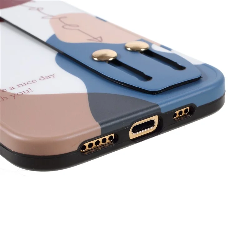 IMD Multicolor Slide Wrist Strap Design TPU Phone Case Shell per iPhone 12 Pro 6.1 pollici - Stile A