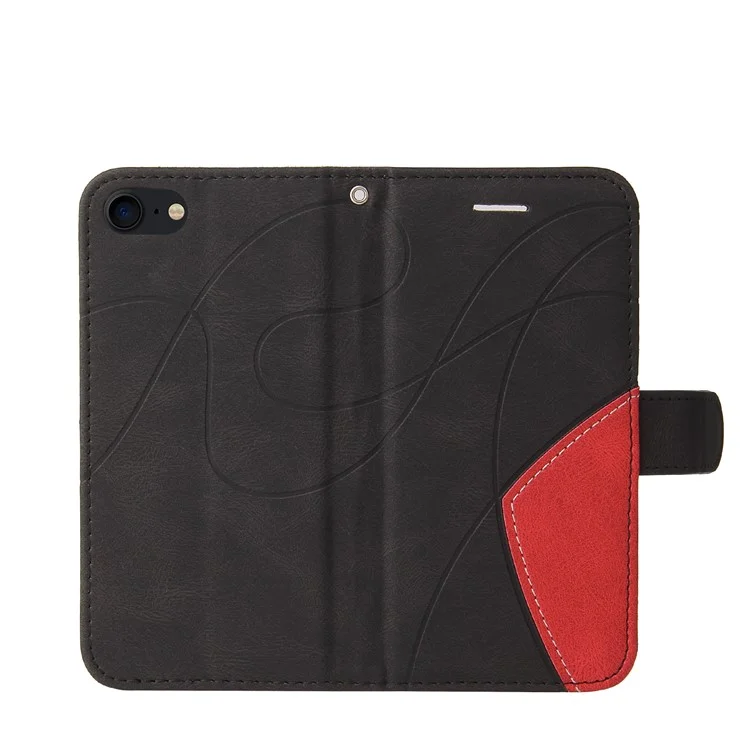 KT Leather Series-1 Antiresistenter, zweifarbiger Blendenbildung Schlanke magnetische weiche PU stoßfeste Flip-Cover-Geldbörse mit Handschlaufe für iPhone 7 4,7 Zoll/8 4,7 Zoll/SE (2020)/SE (2022) - Schwarz