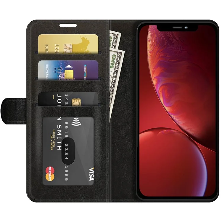 Crazy Horse Horse Texture Flip Flip Wallet Leather Case Com Stand Para Iphone 13 6,1 Polegadas - Preto
