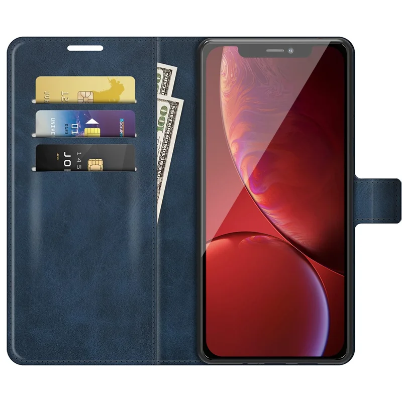Для iPhone 13 Pro Max 6.7 дюймов искусственная кожа Folio Flip Wallet Stand Phone Case Cover с магнитной квадратной застежкой - синий