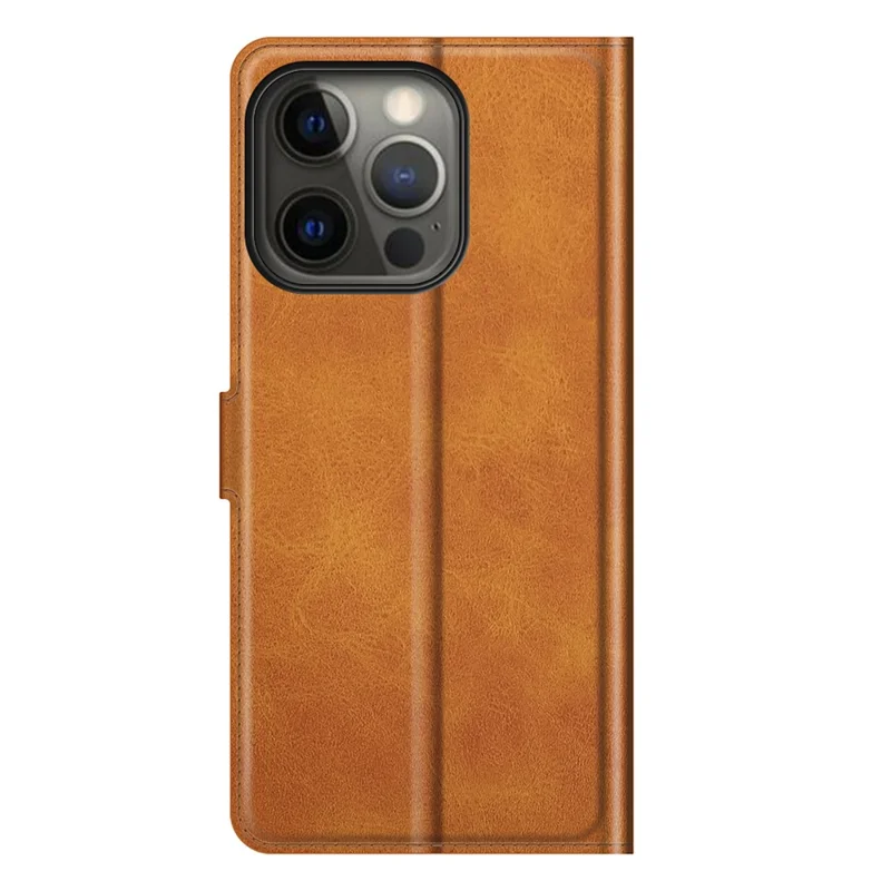 PU Leather Phone Case for iPhone 13 Pro 6.1 inch TPU + PU Leather Folio Flip Wallet Stand Magnetic Buckle Design - Orange