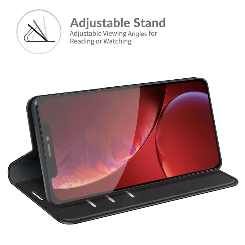 Wallet Design Skin-touch Feel Leather Cover Auto-absorbed Protective Case with Stand for iPhone 13 Pro 6.1 inch - Black