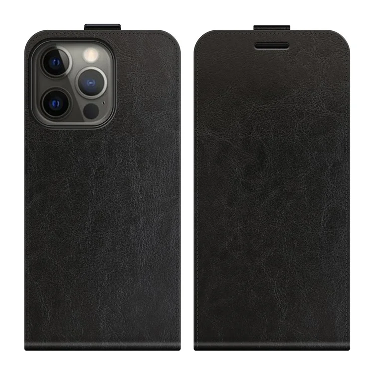 Crazy Horse Texture Vetical Flip Leather Cover Con Ranura Para Tarjetas Para IPhone 13 Pro 6.1 Pulgadas - Negro