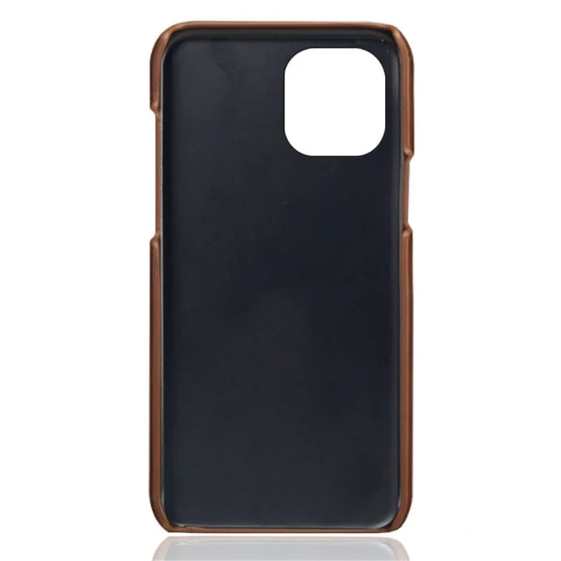 KSQ Leather Coated PC Phone Case for iPhone 13 Pro 6.1 inch, Double Card Slots Ultra Slim Protector Shell  - Brown