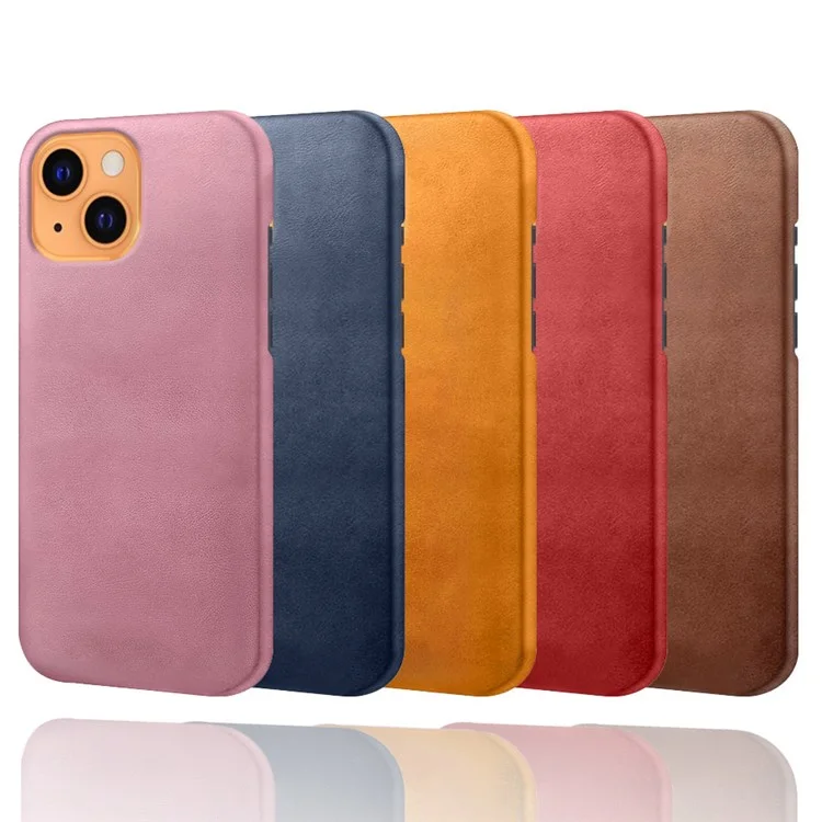 Funda de teléfono KSQ Quality PU Leather Coated PC para iPhone 13 6.1 pulgadas - Naranja