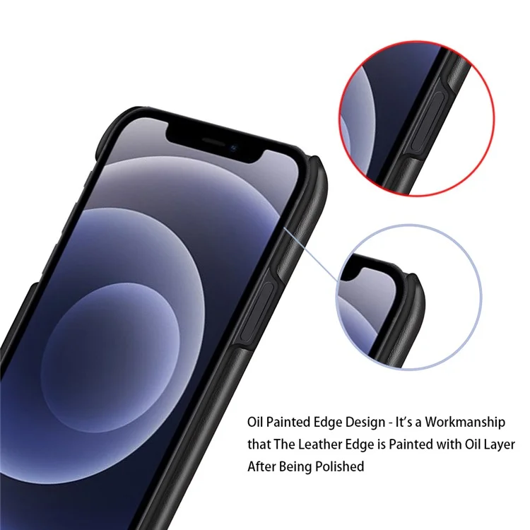 KSQ Dual-color Splicing PU Coated PC PC Phone Shell Para Iphone 13 Mini 5,4 Polegadas - Azul/cáqui