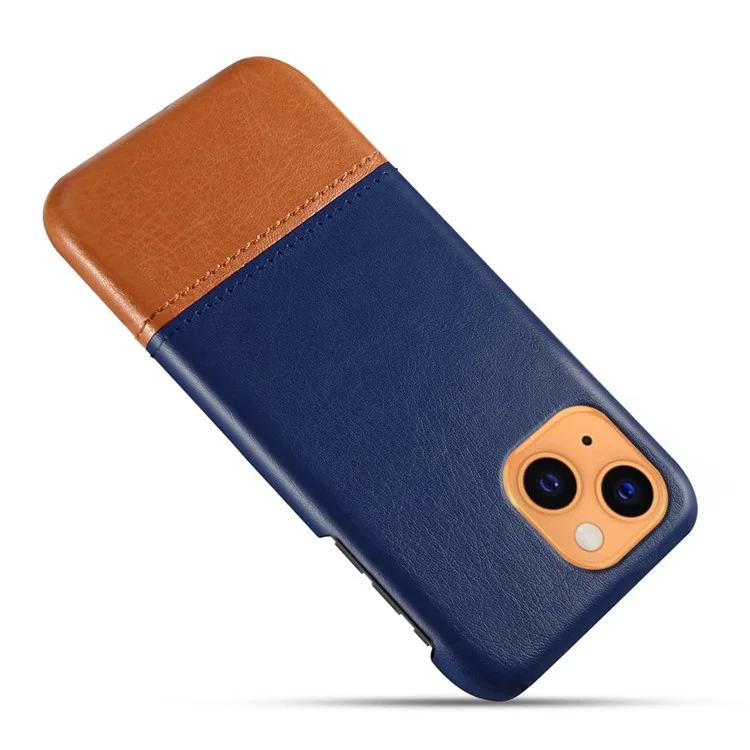 KSQ Dual-color Splicing PU Coated PC PC Phone Shell Para Iphone 13 Mini 5,4 Polegadas - Azul/cáqui