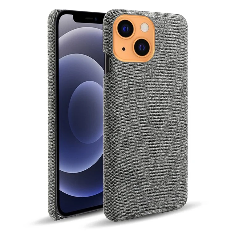 KSQ Cloth Coated Hard Plastic Phone Case Cover für iPhone 13 6.1 Zoll - Grau