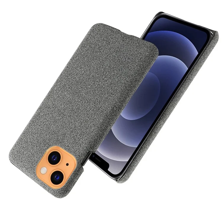 KSQ Cloth Coated Hard Plastic Phone Case Cover für iPhone 13 6.1 Zoll - Grau