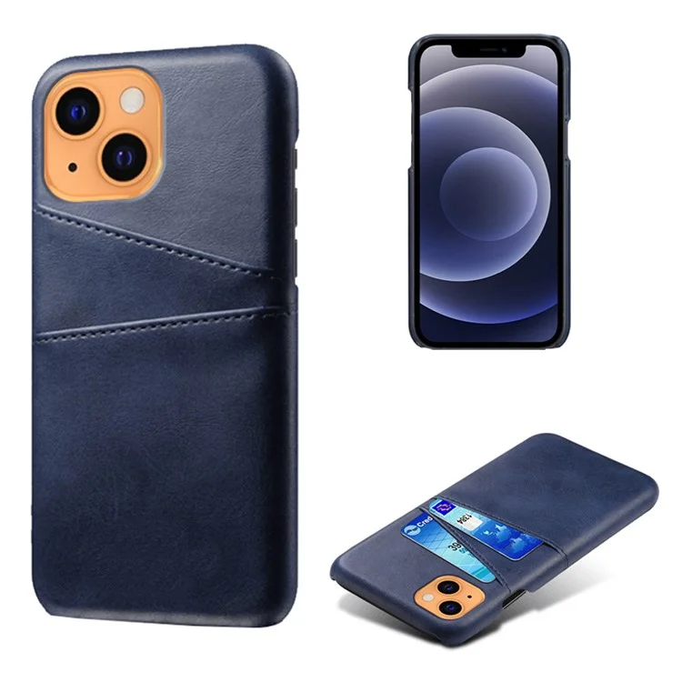 KSQ ПУ-кожа + Комбинированный чехол из поликарбоната для iPhone 13 mini 5.4 дюйма, защитный жесткий чехол для задней панели с двумя слотами для карт - Синий