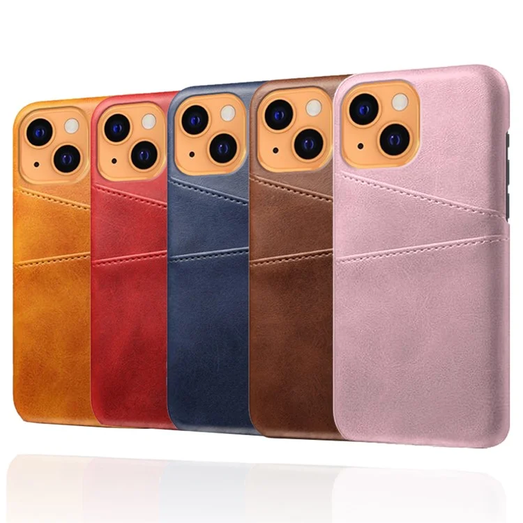 KSQ PU Leather + PC Combo Case Pour Iphone 13 Mini 5,4 Pouces, Couverture Arrière de la Coque Dure Protectrice Anti-rayures Avec Des Emplacements à Double Carte - Bleu