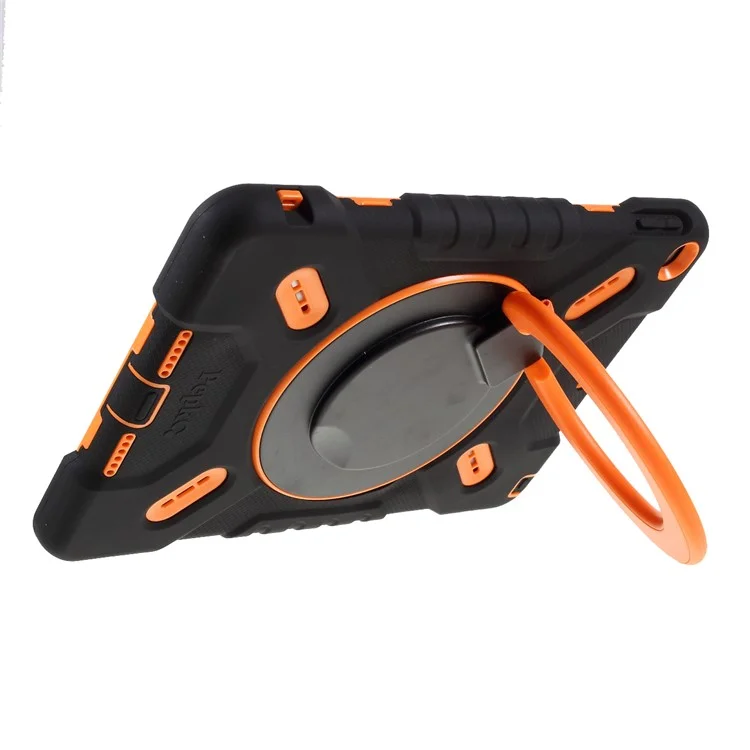 Pepkoo 360 ° Rotary Kickstand PC + Silikon-Combo-Support-Tablet-Abdeckung Für IPad 10.2 (2021) / (2020) / (2019) / Air 10,5 Zoll (2019) - Schwarz / Orange