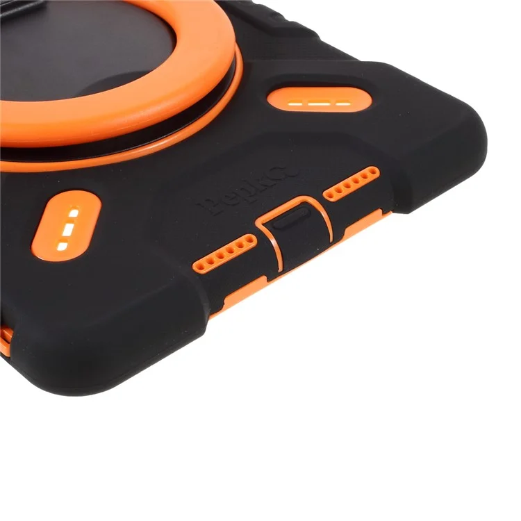 Pepkoo 360 ° Rotary Kickstand PC + Silikon-Combo-Support-Tablet-Abdeckung Für IPad 10.2 (2021) / (2020) / (2019) / Air 10,5 Zoll (2019) - Schwarz / Orange