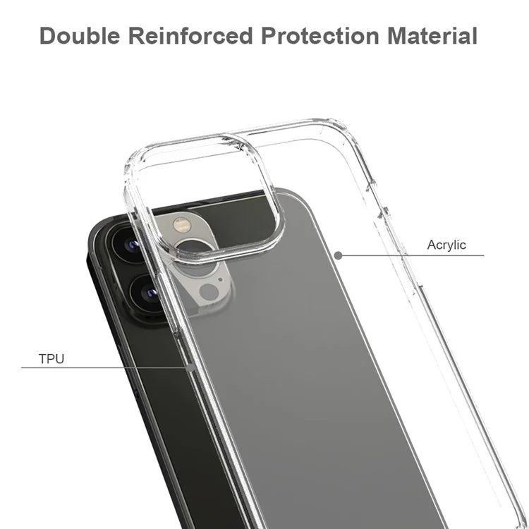 Anti-Scratch Slim Clear Hard Acrylic + Soft TPU Bumper Hard Back Shockproof Protective Case for iPhone 13 Pro Max 6.7 inch