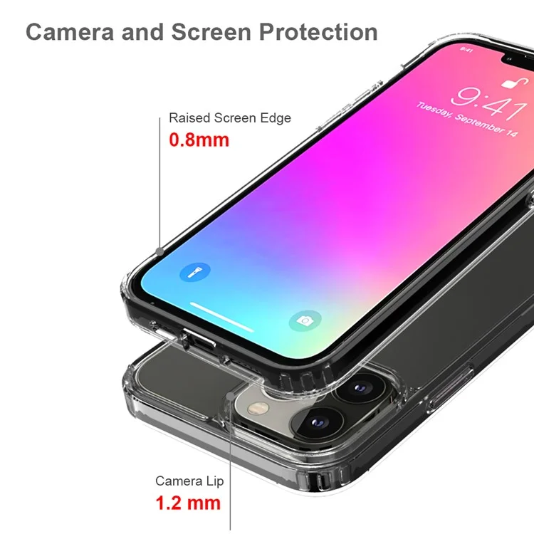 Anti-Scratch Slim Clear Hard Acrylic + Soft TPU Bumper Hard Back Shockproof Protective Case for iPhone 13 Pro Max 6.7 inch