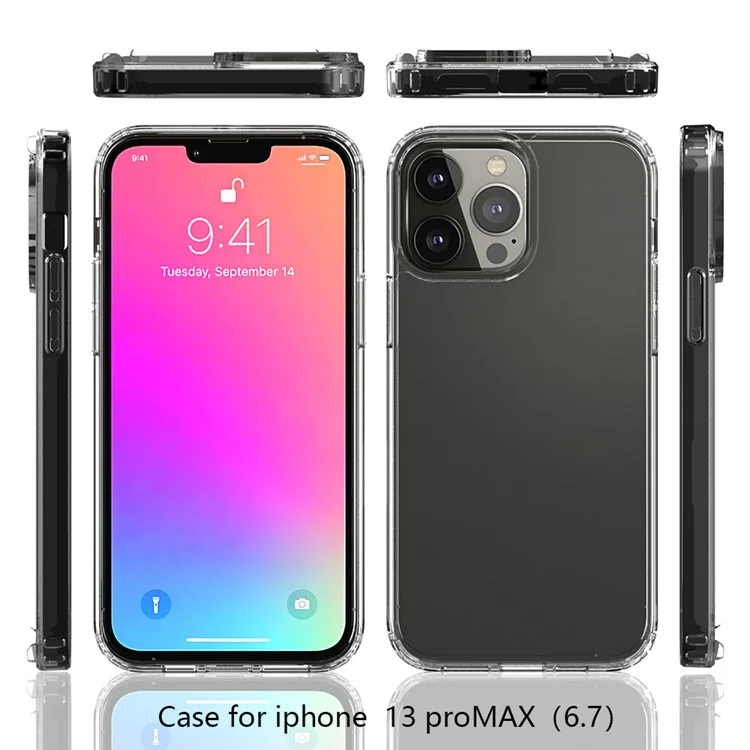 Étui de protection antichocs en acrylique dur + TPU souple pour iPhone 13 Pro Max 6,7 pouces