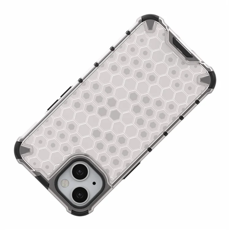 Honeycomb Pattern Phone Shell TPU + PC Hybrid Case Cover for iPhone 13 6.1 inch - Grey