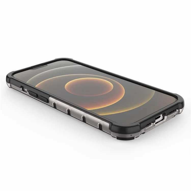 Honeycomb Pattern Phone Shell TPU + PC Hybrid Case Cover for iPhone 13 6.1 inch - Grey