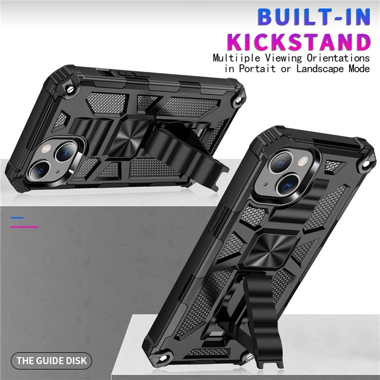 Military Grade Drop Tested Heavy Duty Shockproof Protective Armor Kickstand Phone Case Built-in Magnetic Car Mount for 	iPhone 13 mini 5.4 inch - Black