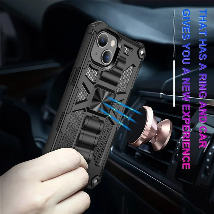 Military Grade Drop Tested Heavy Duty Shockproof Protective Armor Kickstand Phone Case Built-in Magnetic Car Mount for 	iPhone 13 mini 5.4 inch - Black