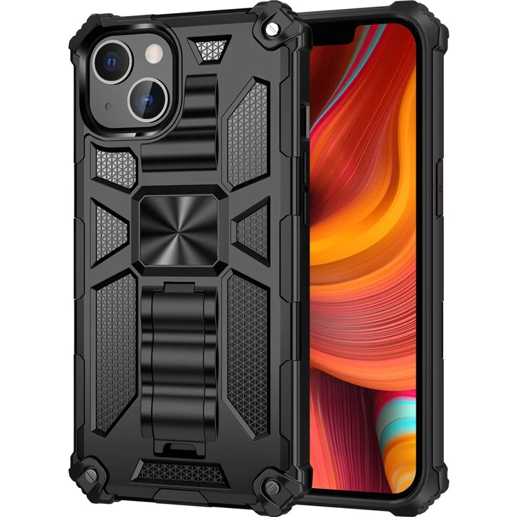 Military Grade Drop Tested Heavy Duty Shockproof Protective Armor Kickstand Phone Case Built-in Magnetic Car Mount for 	iPhone 13 mini 5.4 inch - Black