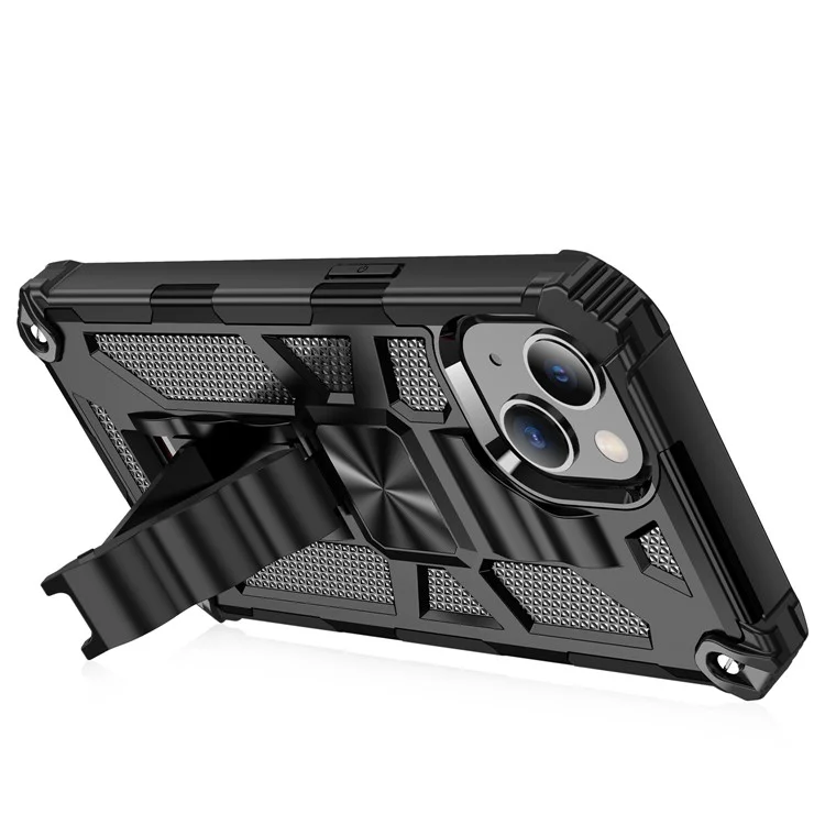Military Grade Drop Tested Heavy Duty Shockproof Protective Armor Kickstand Phone Case Built-in Magnetic Car Mount for 	iPhone 13 mini 5.4 inch - Black