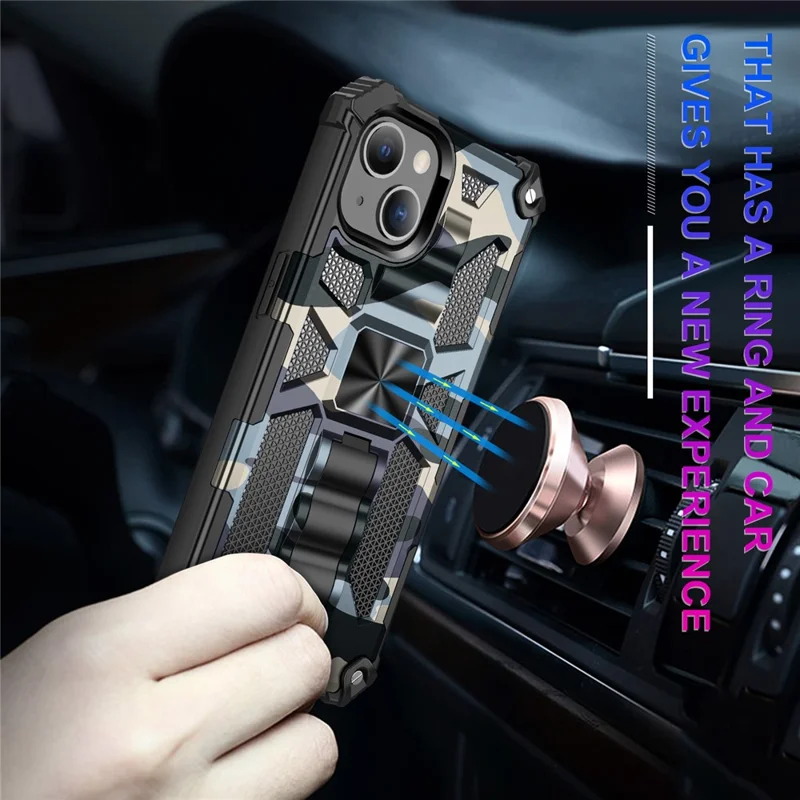 Anti-fall Camouflage Design protective Phone Back Shell for iPhone 13 mini 5.4 inch - Blue