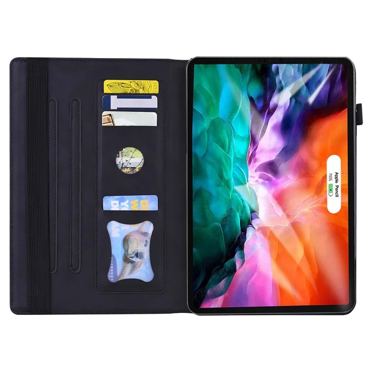 Business Style Wallet Stand Leather Tablet Cover with Front Pocket for iPad Pro 12.9 (2022) / (2021) / (2020) - Black