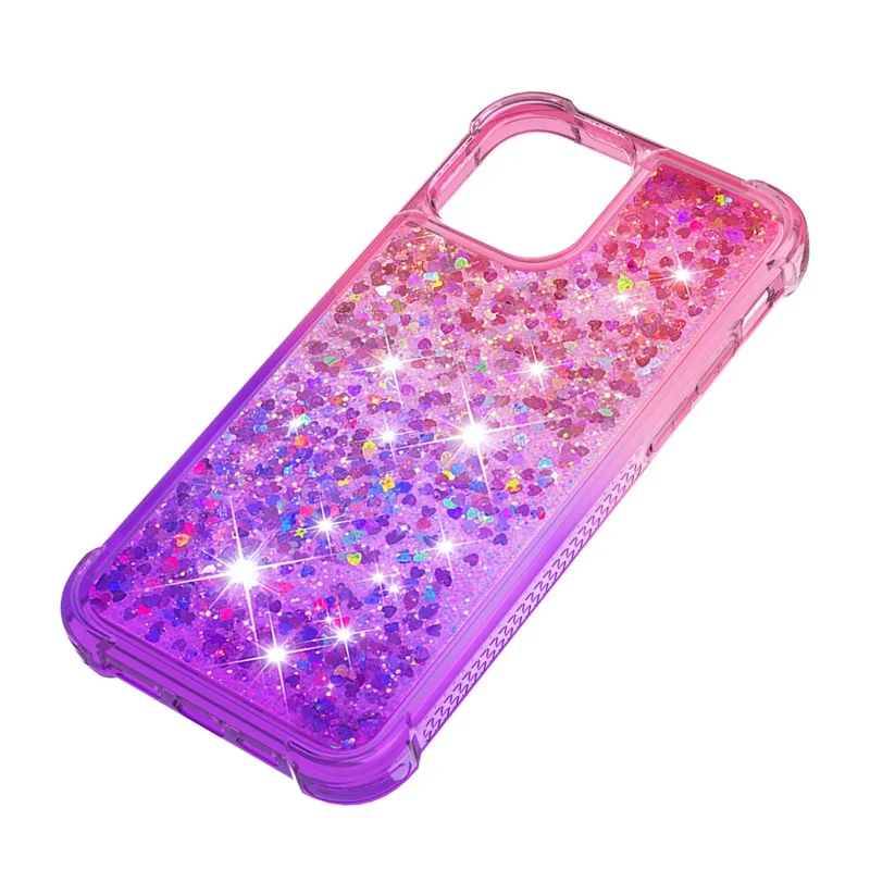 Gradient Quicksand Series Glitter Floating Liquid Bling Sparkle Soft TPU Shockproof Protective Case for iPhone 13 mini 5.4 inch - Pink/Purple