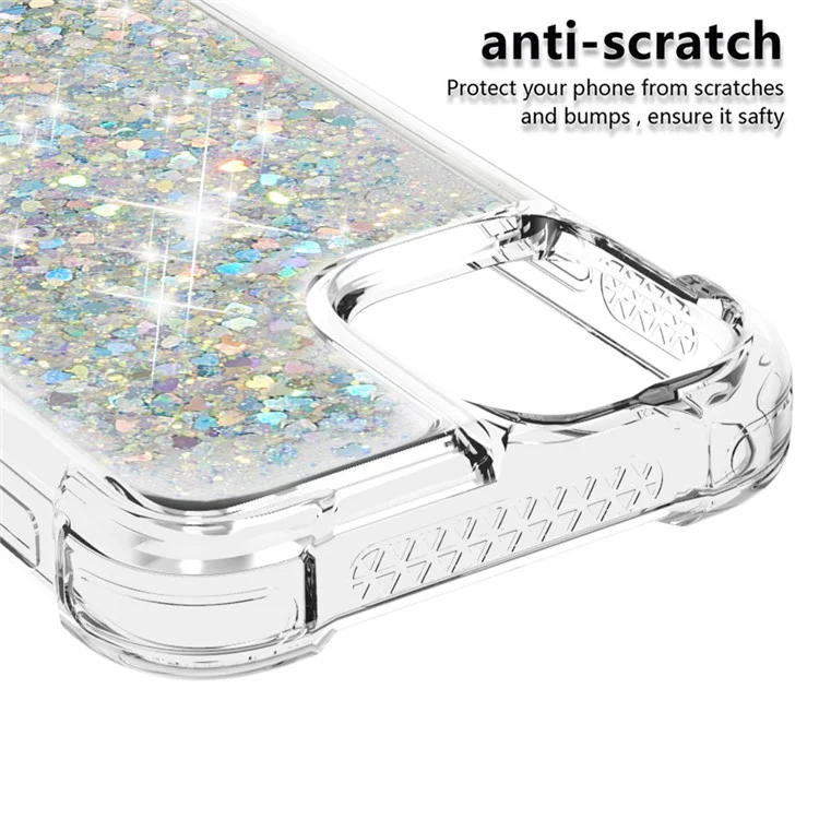 Drop-proof Glitter Sequins Moving Quicksand TPU Phone Case for iPhone 13 mini 5.4 inch - Silver Hearts
